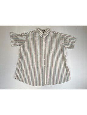 Croft & Barrow Men 18.5 Striped Button Down Shirt Made In USA Vintage 90s
